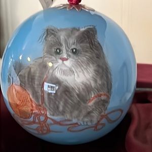 Chase Reverse Painted glass ball cats Christmas ornament